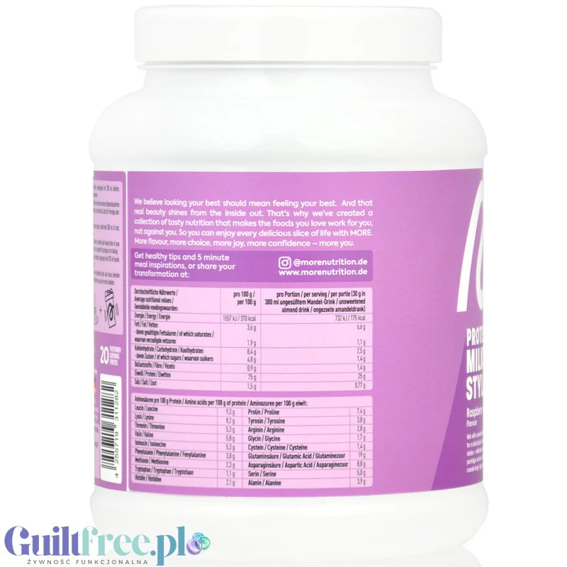 More Nutrition Total Protein Blueberry Cupcake 0,6kg - kazeina z WPC i laktazą, smak Babeczka Jagodowa - Image 4