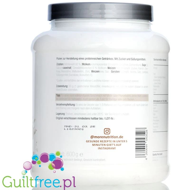 More Nutrition Total Protein Cinnalicious 0,6kg - kazeina, gęste białko, smak Płatki Cynamonowe - Image 3