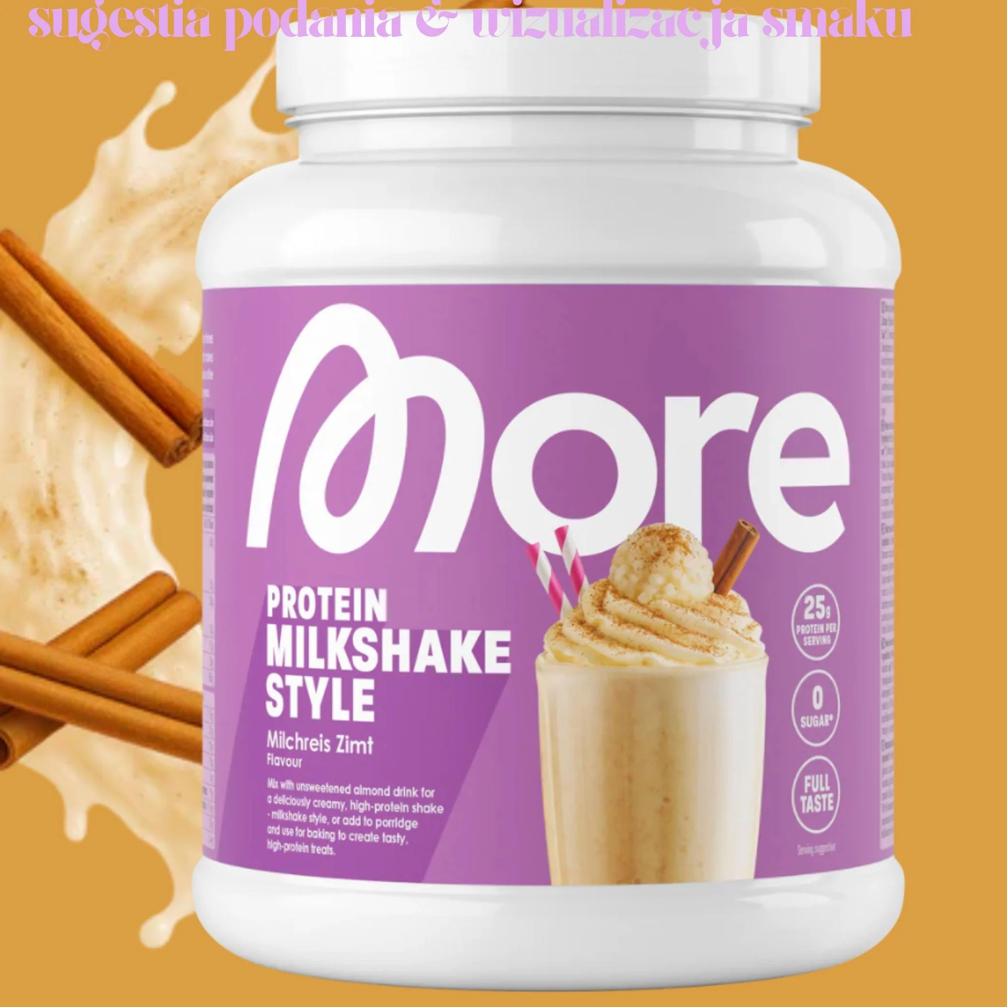 More Nutrition Total Protein Milkshake Milchreis Zimt 0,6KG - kazeina, gęste białko, smak Ryż na Mleku z Cynamonem - Image 2