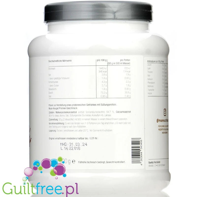 More Nutrition Total Protein Nuss-Nougat Praliné 0,6kg - białko kazeinowe z laktazą, smak Pralinka Orzechowa - Image 3