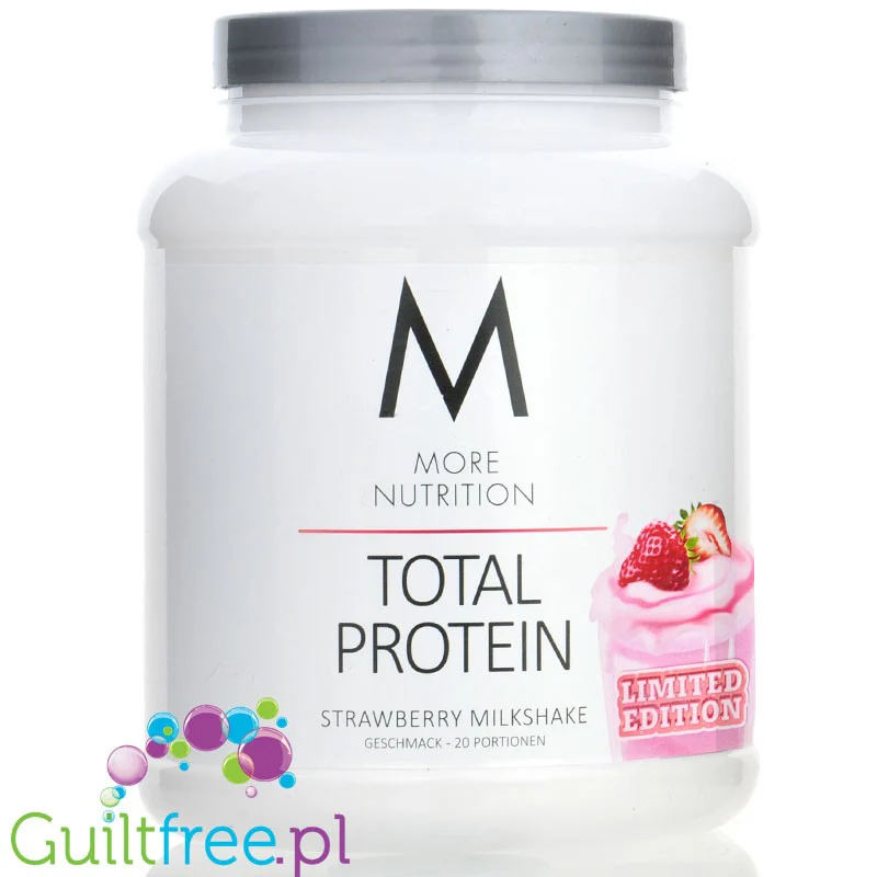 More Nutrition Total Protein Strawberry Milkshake 0,6kg - kazeina, gęste białko, edycja limitowana - Image 2