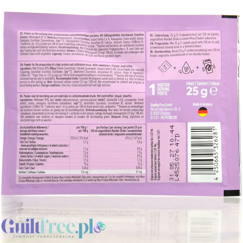 More Nutrition Total Protein Strawberry Milkshake 25 g - kazeina, gęste białko, edycja limitowana - Image 2