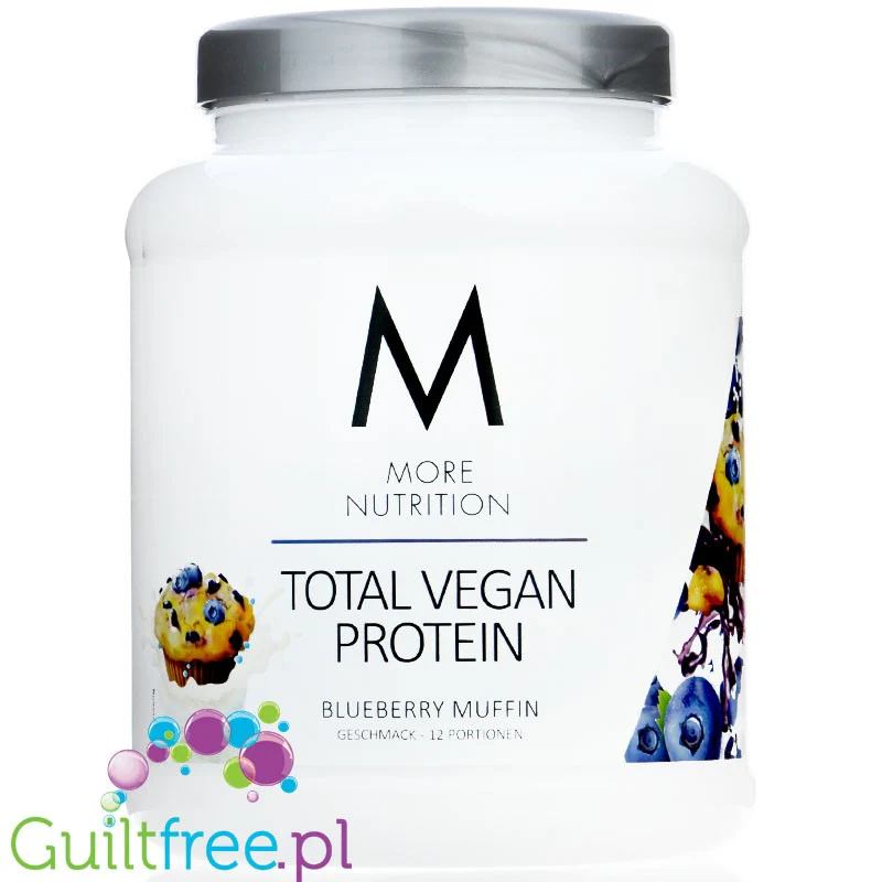 More Nutrition Total Vegan Protein Blueberry Muffin 0,6kg - wegańska odżywka na białku grochu, dyni i słonecznikowym - Image 3