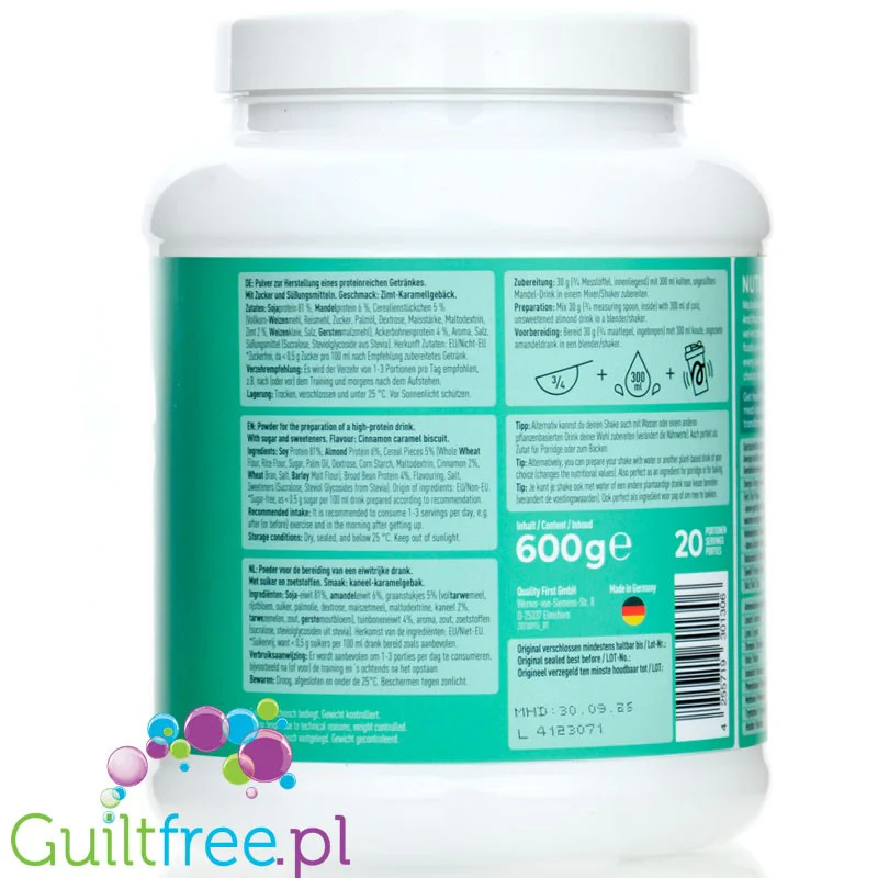 More Nutrition Total Vegan Protein Cinnalicious 0,6kg - wegańska odżywka białkowa, smak Płatki Cynamonowe - Image 3