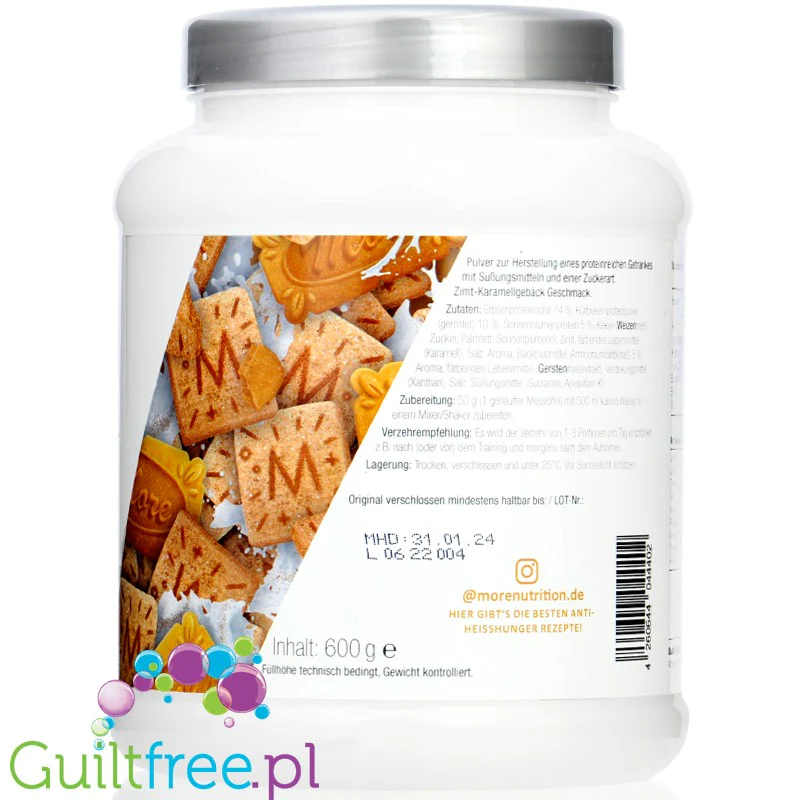 More Nutrition Total Vegan Protein Cinnalicious 0,6kg - wegańska odżywka na białku grochu, dyni i słonecznikowym - Image 2