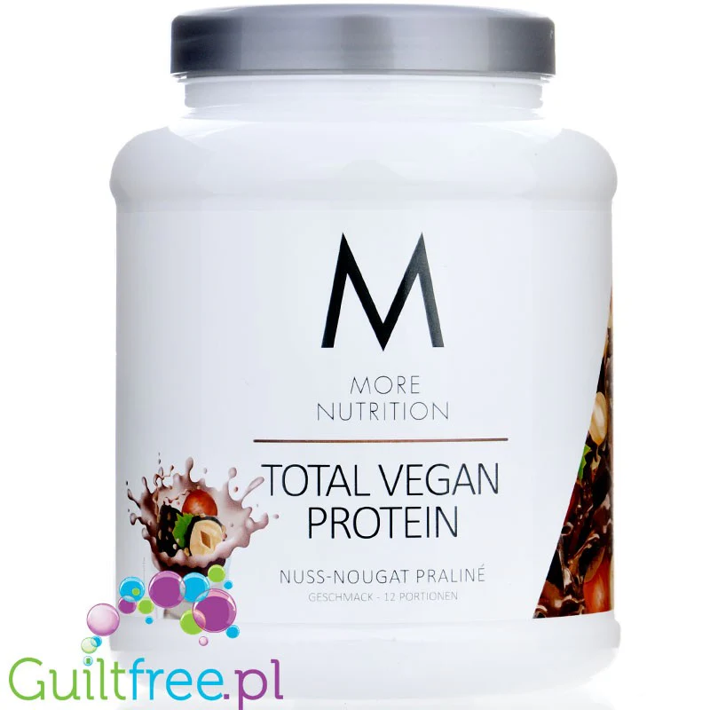 More Nutrition Total Vegan Protein Nuss-Nougat Praliné 0,6kg - wegańska odżywka na białku grochu, dyni i słonecznikowym - Image 2