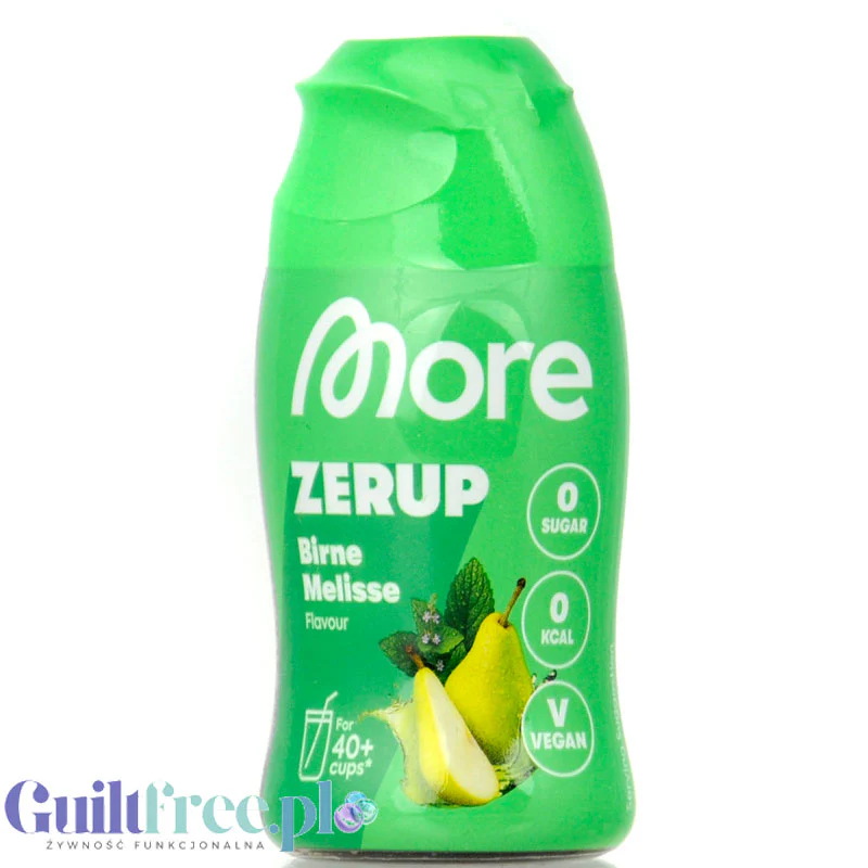 More Nutrition Zerup Birne Melisse na 8L - skoncentrowany syrop do wody bez cukru i kalorii, Melisa & Gruszka