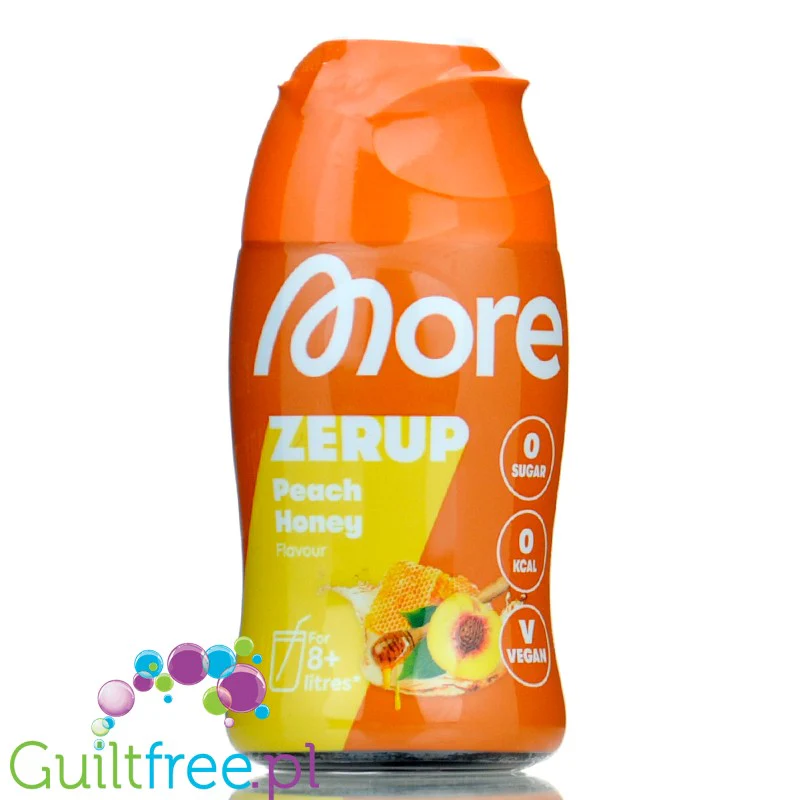 More Nutrition Zerup Peach Honey na 8L - skoncentrowany syrop do wody bez cukru i kalorii, Brzoskwinia & Miód