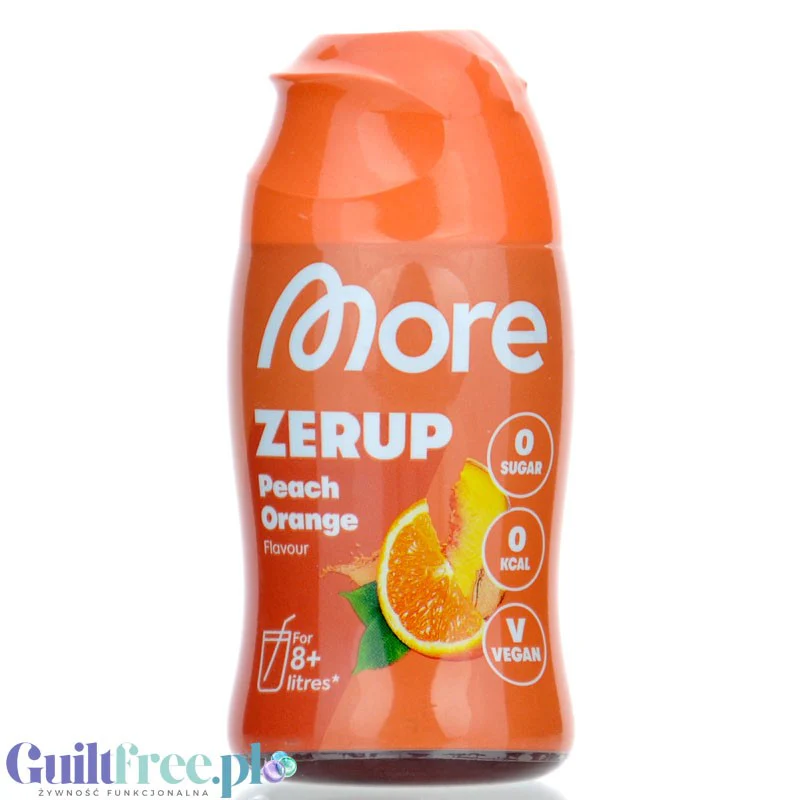 More Nutrition Zerup Peach & Orange - skoncentrowany syrop do wody bez cukru i kalorii, Brzoskwinia z Pomarańczą