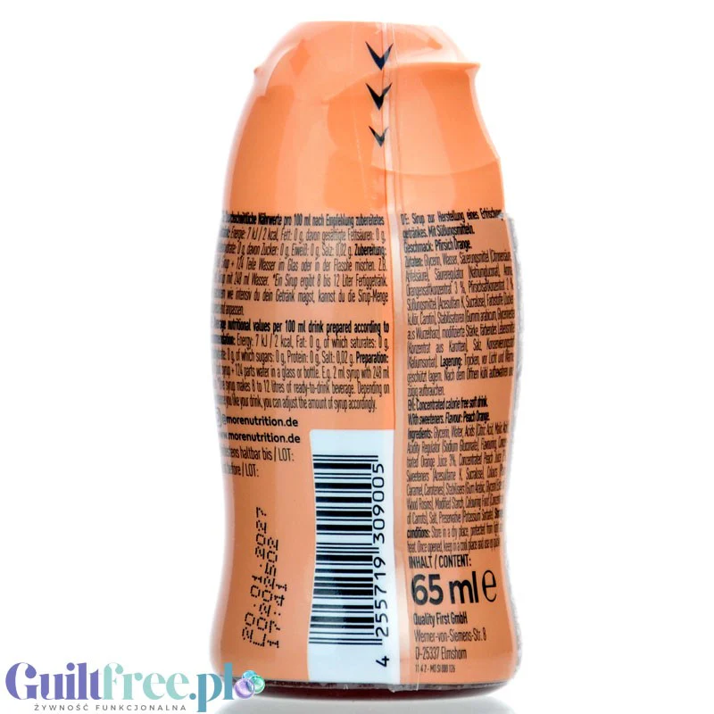 More Nutrition Zerup Peach & Orange - skoncentrowany syrop do wody bez cukru i kalorii, Brzoskwinia z Pomarańczą - Image 2