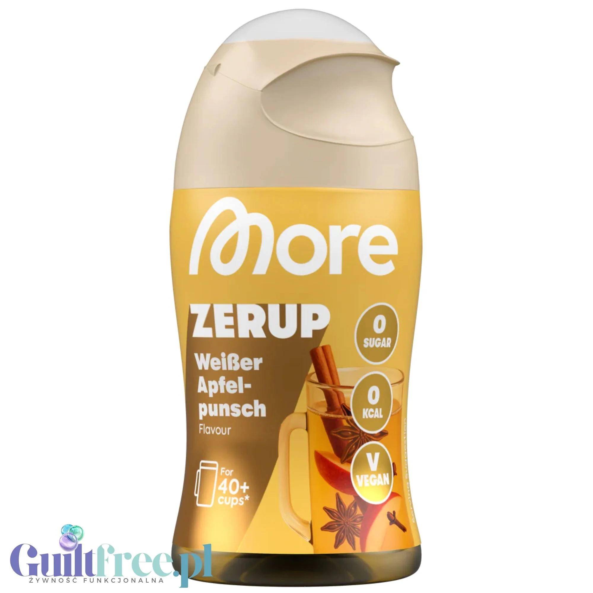More Nutrition Zerup White Apple Punch na 8L - skoncentrowany syrop do wody bez cukru i kalorii, zimowy kompot z jabłek