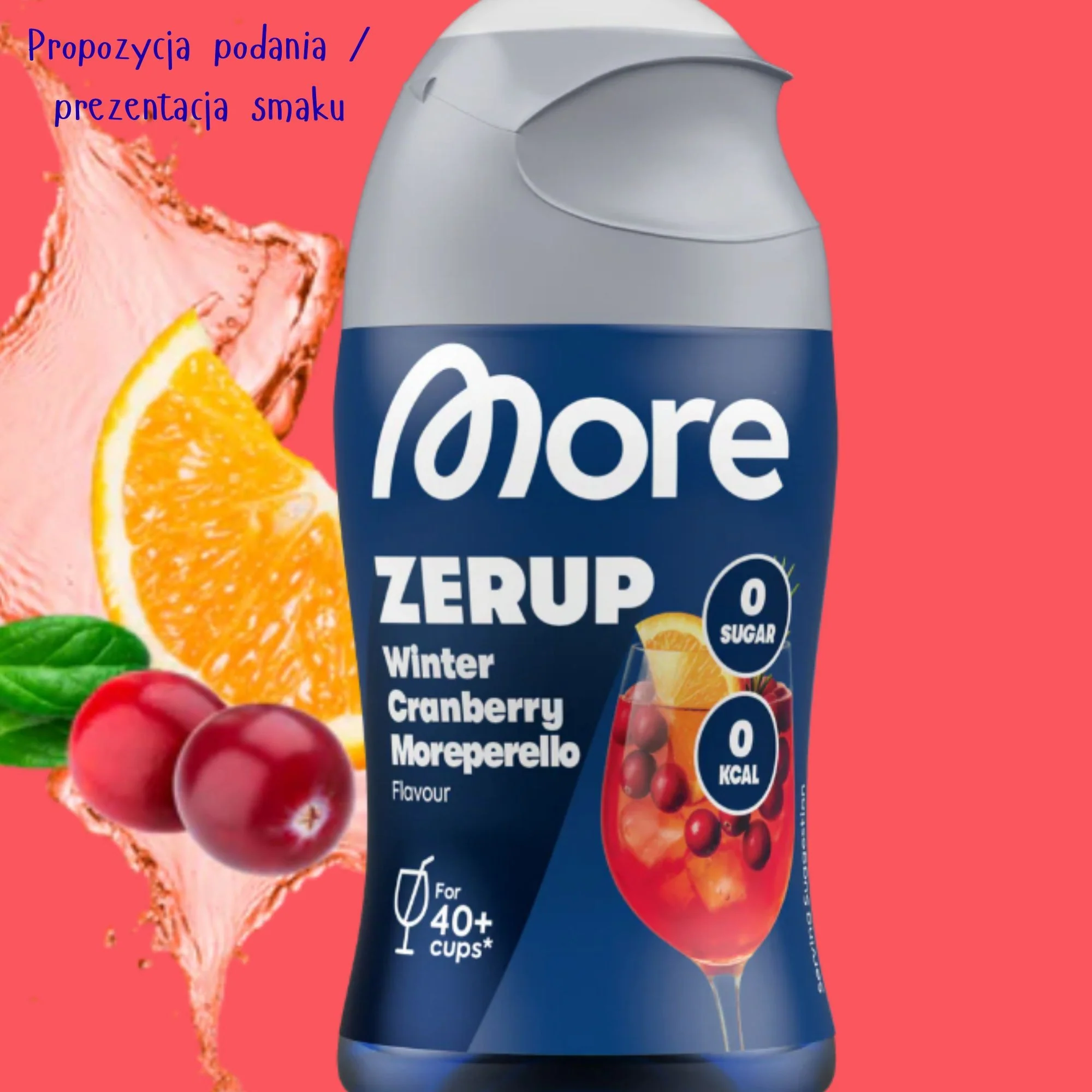 More Nutrition Zerup Winter Cranberry Moreperello na 8L - skoncentrowany syrop do wody bez cukru i kalorii, poncz żurawinowy - Image 2