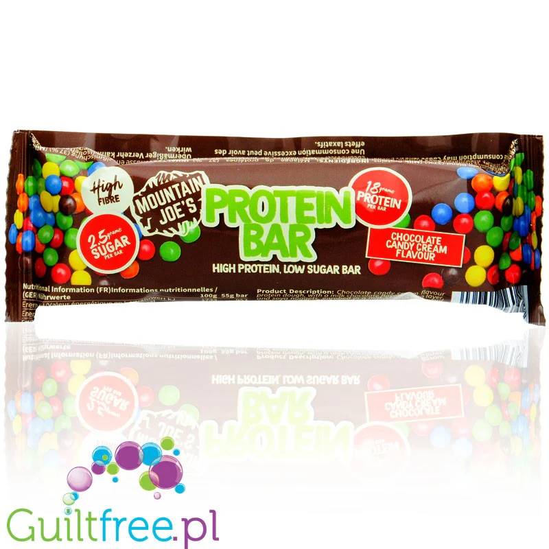 Mountain Joe's Protein Bar Chocolate Candy Cream - proteinowe brownie z karmele, czekoladą i lentilkami - Image 2
