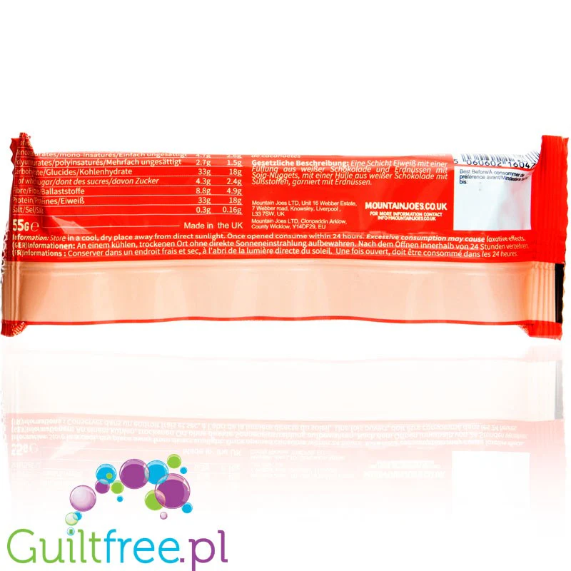 Mountain Joe's Protein Bar White Chocolate Salted Peanut - proteinowe blondie z karmelem, orzechami i białą czekoladą - Image 3