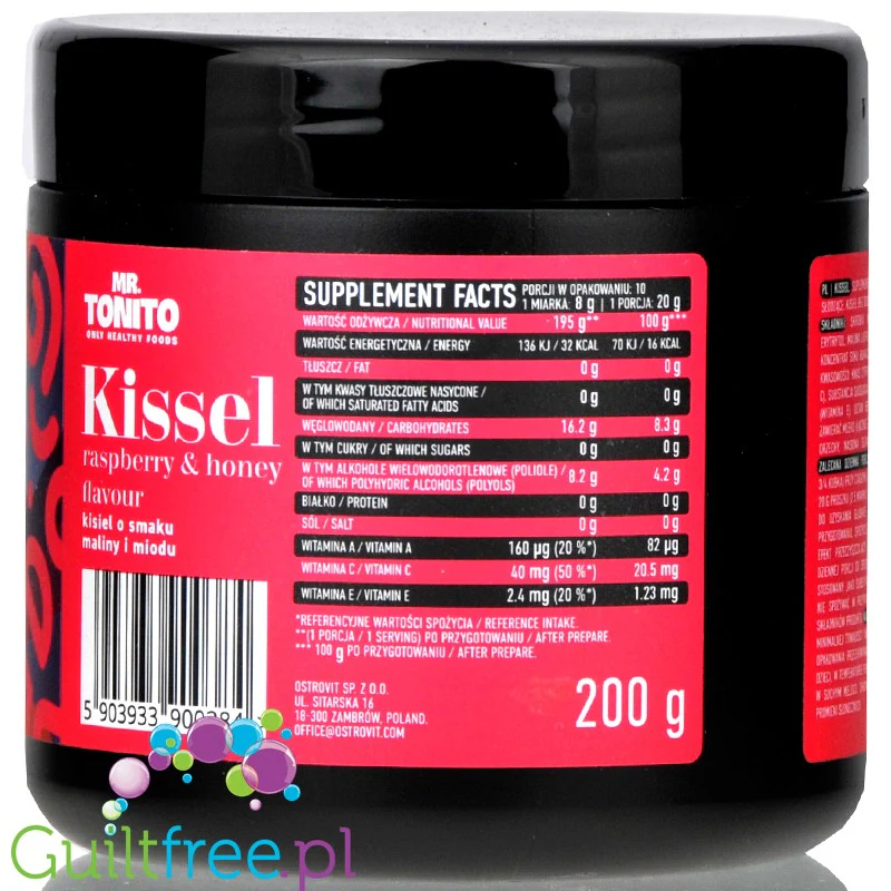 Mr. Tonito Kissel Raspberry & Honey - kisiel bez cukru o smaku malinowo-miodowym z witaminami A, C i E - Image 3