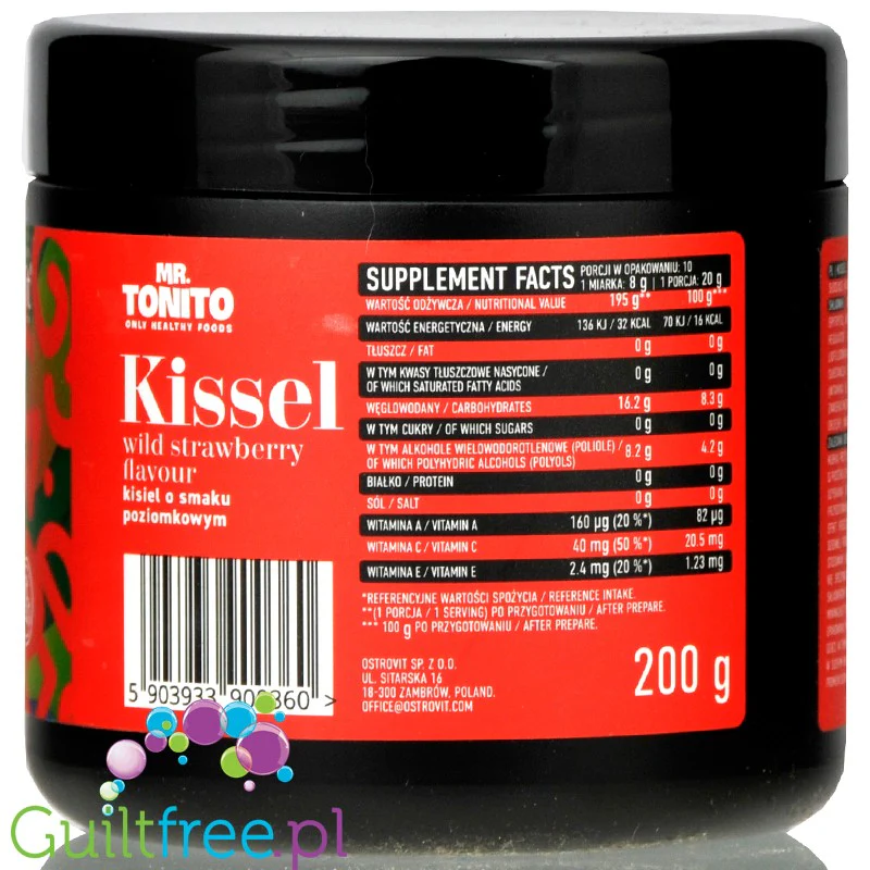 Mr. Tonito Kissel Wild Strawberry - kisiel bez cukru o smaku poziomkowym z witaminami A, C i E - Image 3