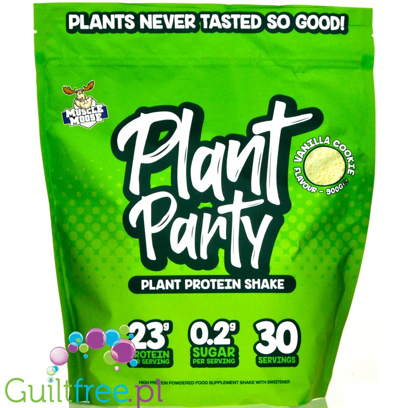 Muscle Moose Party Plant Protein Shake Vanilla Cookie 0,9kg - wegańska odżywka białkowa bez soi, cukru i glutenu