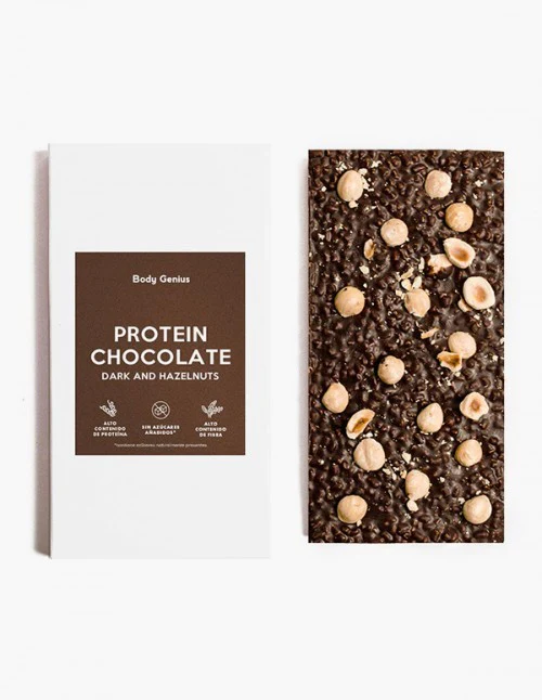 Body Genius Protein Chocolate Dark & Hazelnuts - ciemna czekolada proteinowa z orzechami bez cukru i maltitolu - Image 4