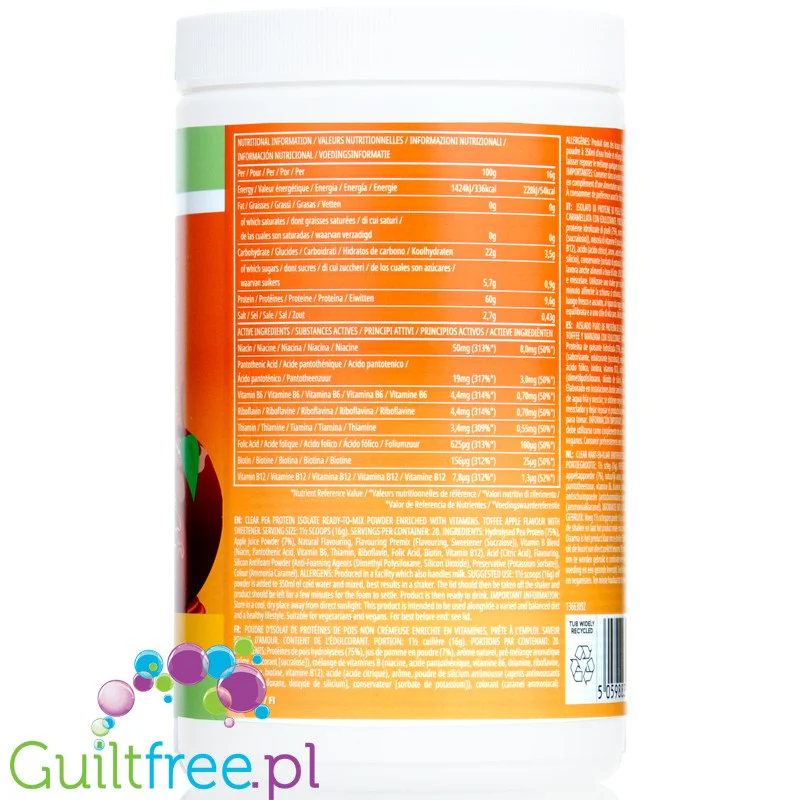 MyProtein Clear Vegan Protein Toffee Apple - wegański klarowny, ultra lekki hydrolizat, 20g białka w 114kcal - Image 2