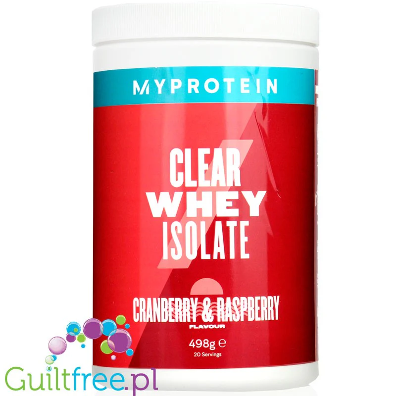 MyProtein Clear Whey Isolate Cranberry & Raspberry - hydrolizat smakowy, odżywka 20g białka w 90kcal, Żurawina & Malina