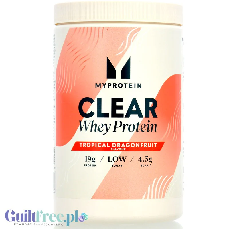 MyProtein Clear Whey Protein Tropical Dragonfruit - klarowny, lekki hydrolizat o smaku smoczego owocu, 20g białka
