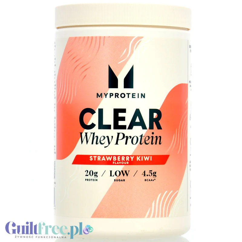 MyProtein Clear Whey Strawberry Kiwi - klarowny, lekki hydrolizat o smaku truskawki i kiwi, 20g białka