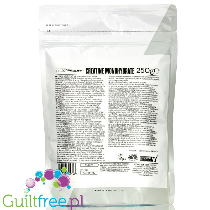 Myprotein Impact Creapure Creatine Monohydrate 250g - wegańska kreatyna jednowodna monohydrat bezsmakowy - Image 3
