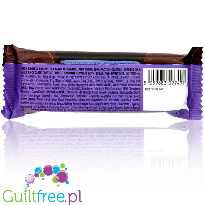 MyProtein Impact Bar Fudge Brownie - baton białkowy Brownie, Karmel & Mleczna Czekolada, 20g białka & 230kcal - Image 2