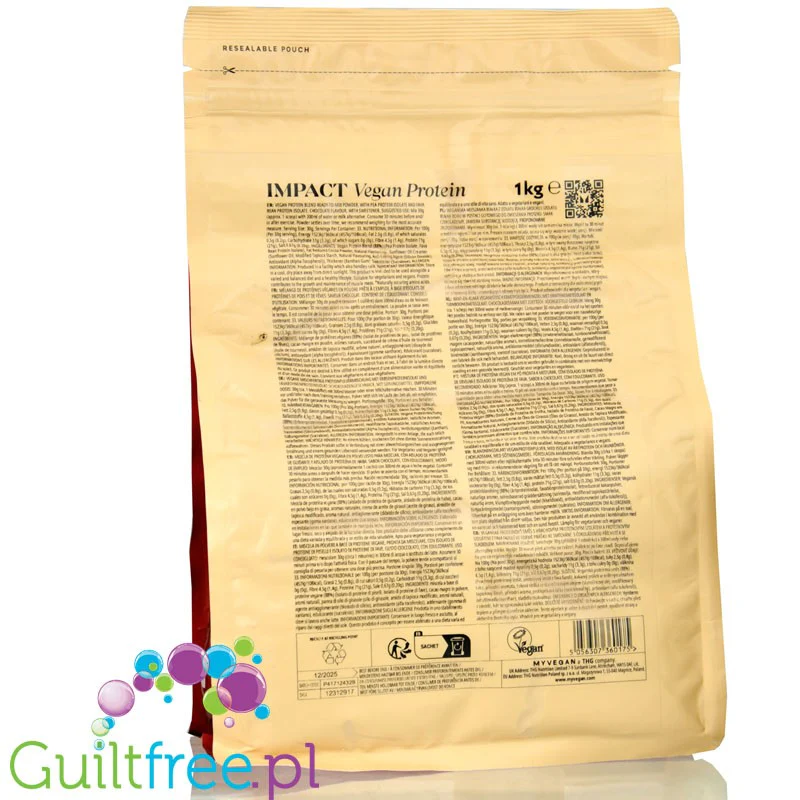 MyProtein Impact Vegan Protein Chocolate 1KG - czekoladowa odżywka białkowa dla wegan - Image 2