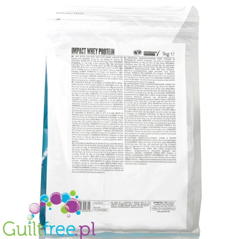 MyProtein Impact Whey Chocolate Nut 1KG odżywka białkowa WPC - Image 2
