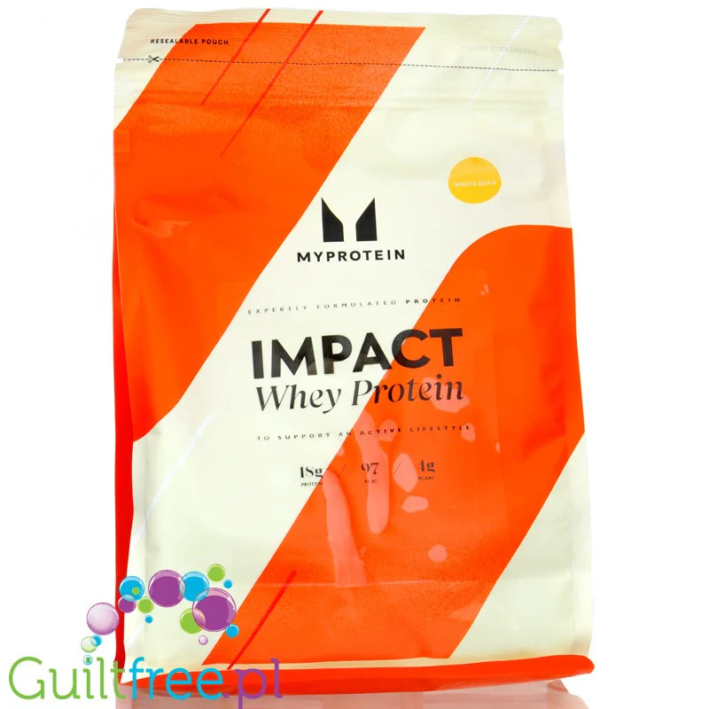 MyProtein Impact Whey White Gold 1KG - odżywka białkowa WPC o smaku białej czekolady i karmelu