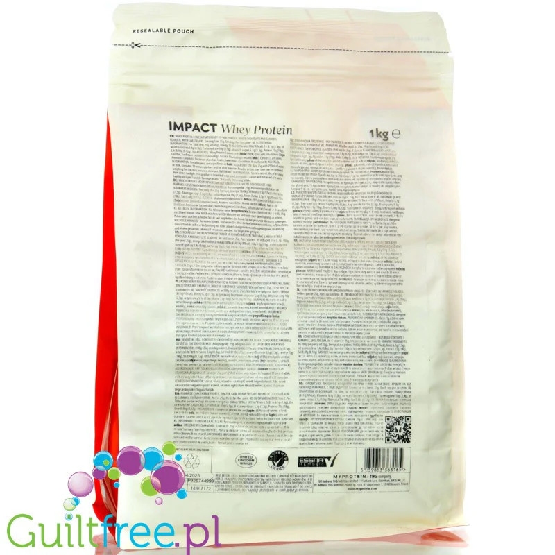 MyProtein Impact Whey White Gold 1KG - odżywka białkowa WPC o smaku białej czekolady i karmelu - Image 2