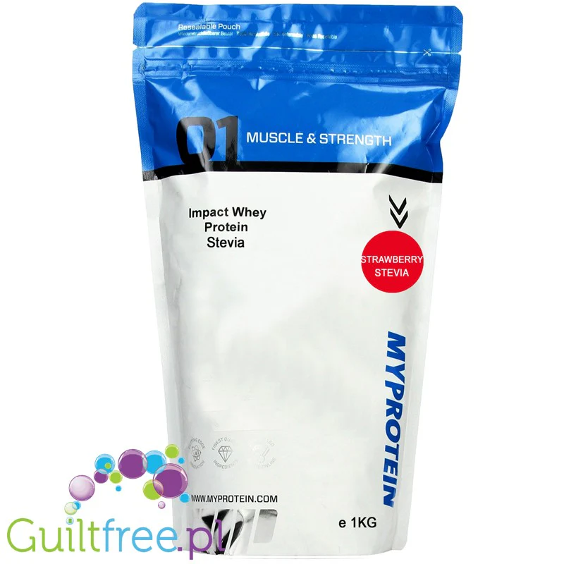 MyProtein Impact Whey Natural Strawberry, z naturalnym aromatem 1kg Truskawka