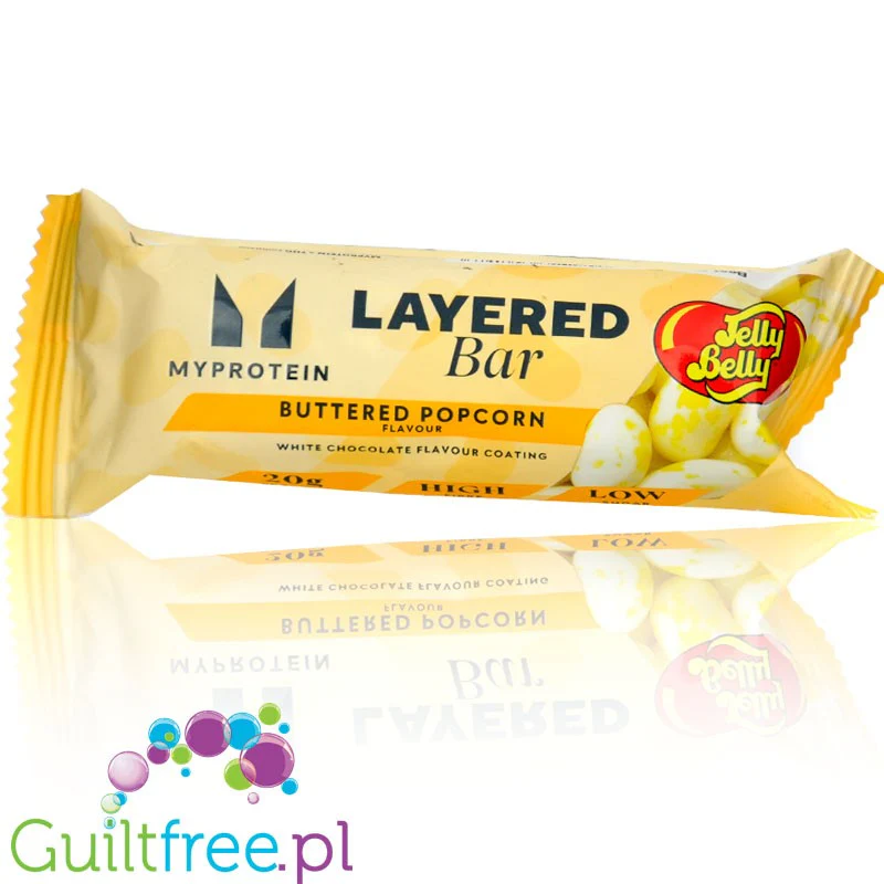 MyProtein Layered Bar Buttered Popcorn White Chocolate - baton białkowy o smaku popcornu z masłem