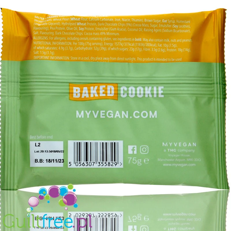 MyProtein Baked Cookie Chocolate Chip - wielkie wegańskie ciastko proteinowe 14g białka - Image 3