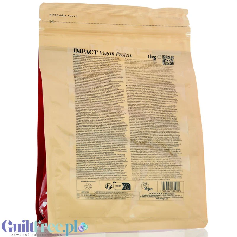 MyProtein Impact Vegan Protein Blend Banana 1kg - bananowa wegańska odżywka białkowa bez soi - Image 3
