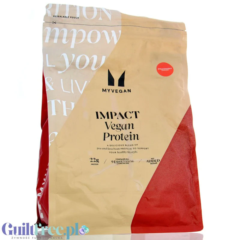 MyProtein Impact Vegan Protein Blend Strawberry 1kg - truskawkowa wegańska odżywka białkowa bez soi