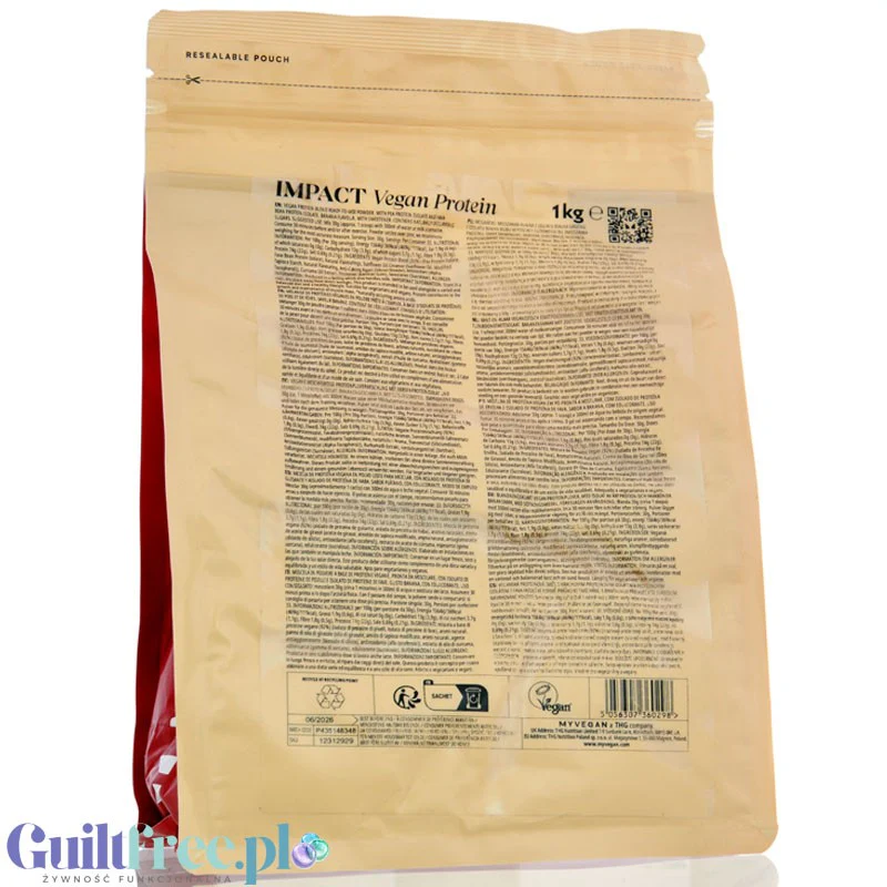 MyProtein Impact Vegan Protein Blend Strawberry 1kg - truskawkowa wegańska odżywka białkowa bez soi - Image 3