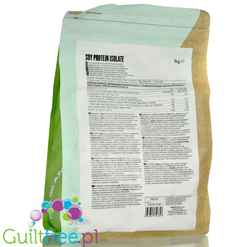 MyProtein Vegan Soy Protein Isolate Chocolate Smooth 1kg - wegańska odżywka białkowa, izolat białka sojowego - Image 2