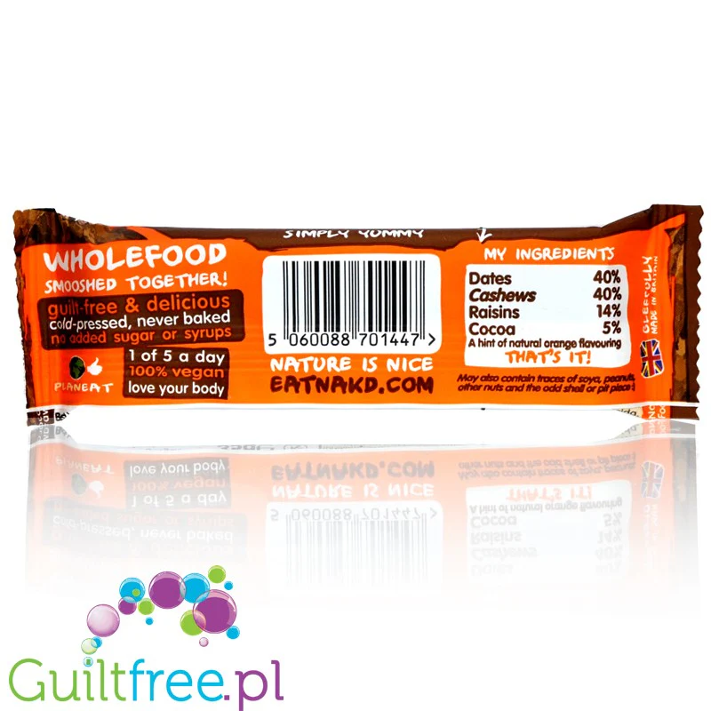 Nakd Cocoa Orange Bar - wegański baton nerkowcowo-daktylowy o smaku czekoladowo-pomarańczowym - Image 2