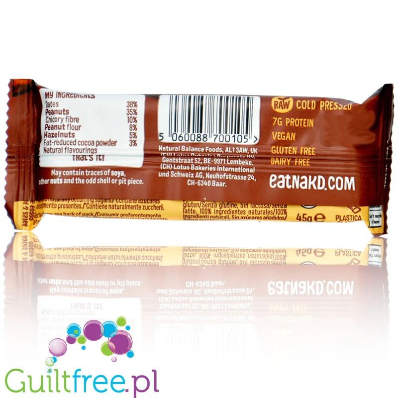 Nakd Protein Cocoa Hazelnut Bar - wegański naturalny proteinowy baton o smaku czekoladowym z orzechami laskowymi - Image 2