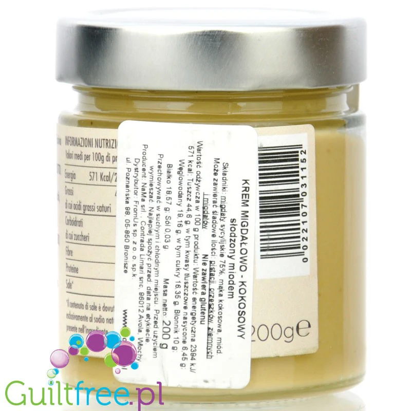 NaMa Crema di Cocco & Mandorla - krem migdałowo-kokosowy bez cukru i słodzików, z miodem - Image 2