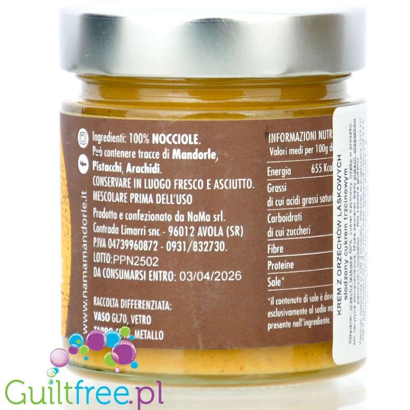 NaMa Crema Integrale di Nocciole - krem z sycylijskich orzechów laskowych 100% bez cukru - Image 3