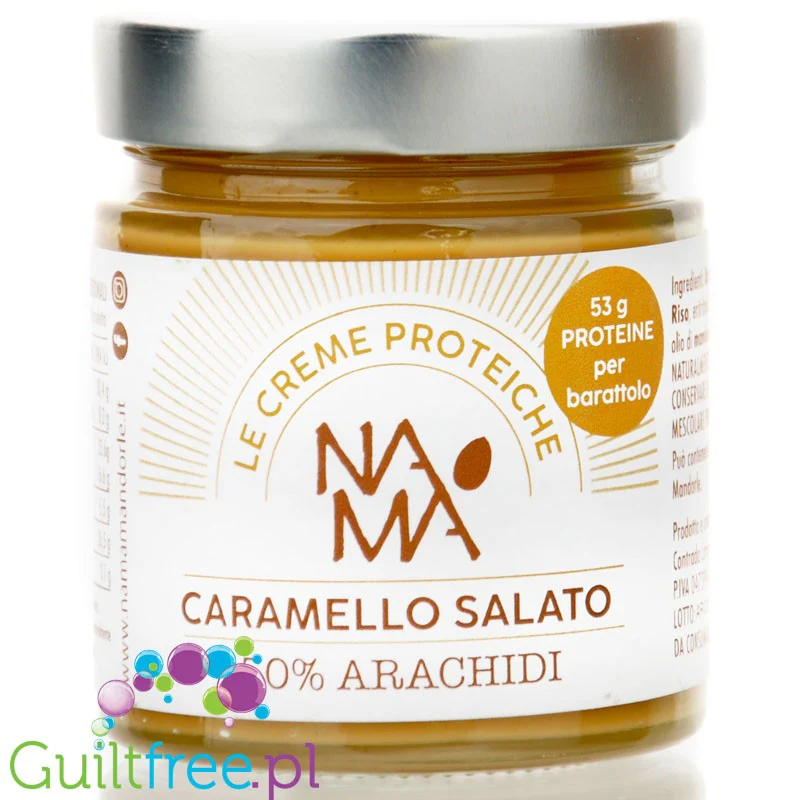 NaMa Le Creme Proteiche Caramello Salato - wegański proteinowy krem arachidowy bez cukru ze słonym karmelem i erytrolem