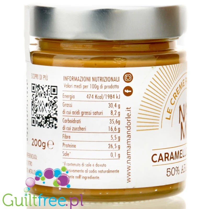 NaMa Le Creme Proteiche Caramello Salato - wegański proteinowy krem arachidowy bez cukru ze słonym karmelem i erytrolem - Image 4
