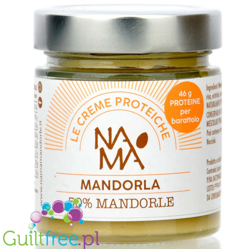 NaMa Le Creme Proteiche Mandorla 50% migdałów - wegański migdałowy krem proteinowy  bez cukru