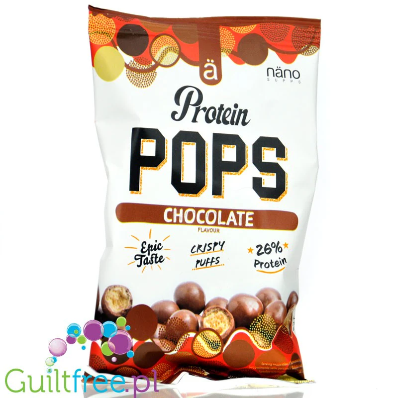 Nano Ä Protein Pops Chocolate - chrupiące kuleczki proteinowe 10g białka w polewie z czekolady