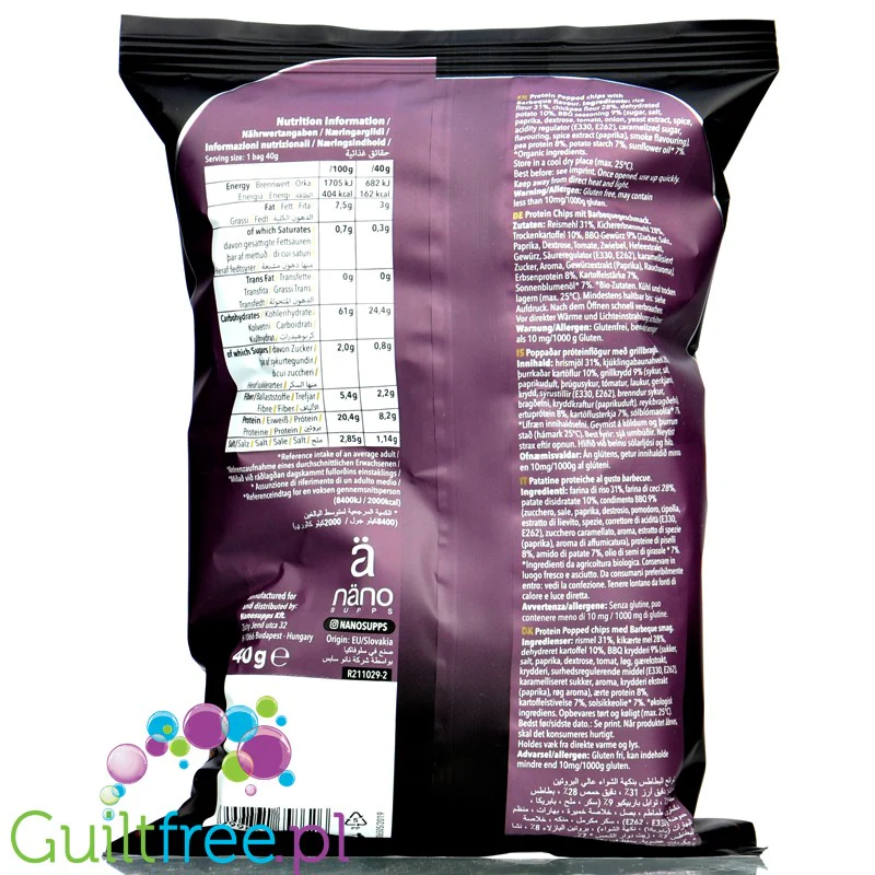 Nano Ä Vegan Protein Chips Hot Barbecue - wegańskie chipsy białkowe BBQ bez soi i mleka - Image 2