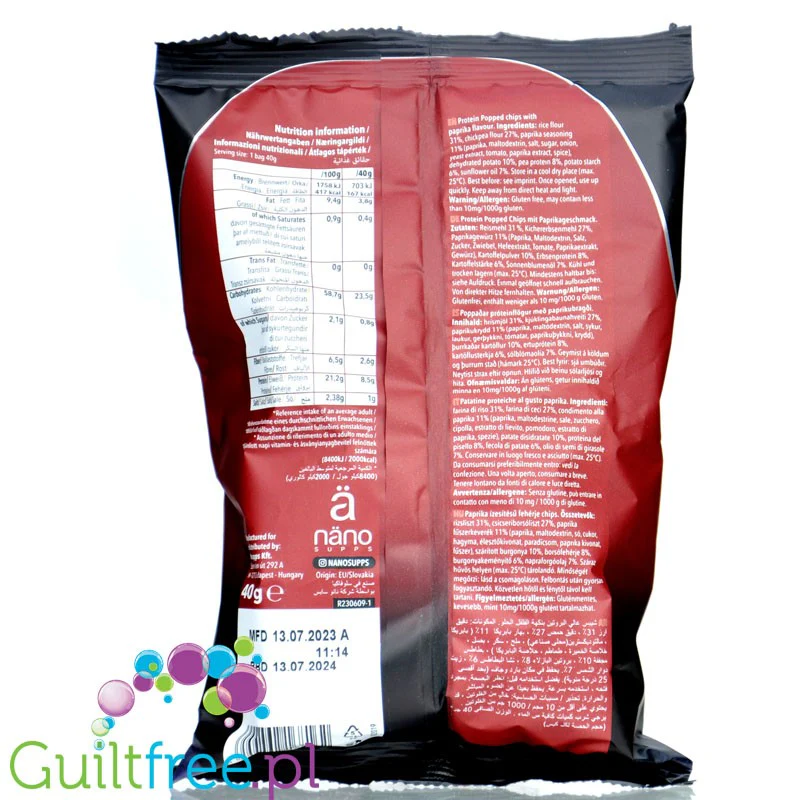 Nano Ä Vegan Protein Chips Paprika - wegańskie chipsy białkowe Paprykowe bez soi i mleka - Image 2