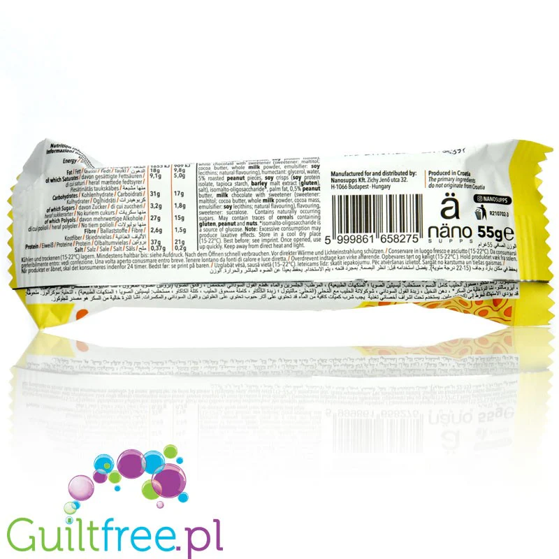 Nano Ä White Chocolate Caramel & Peanuts - pyszny baton proteinowy 21g białka, 217kcal - Image 2